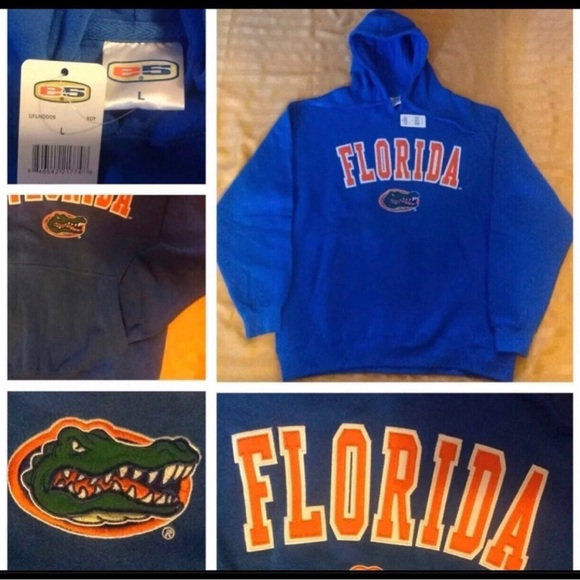Florida Gators UF Men’s L LARGE Sewn Logo Blue Drawstring Hoodie Sweatshirt NWT - Picture 4 of 6